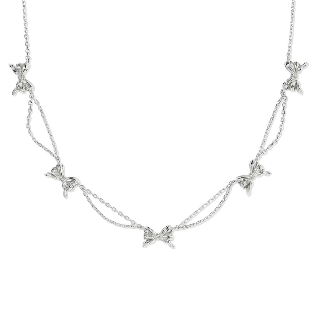 NWT Kendra Scott Bow Silver Strand Necklace